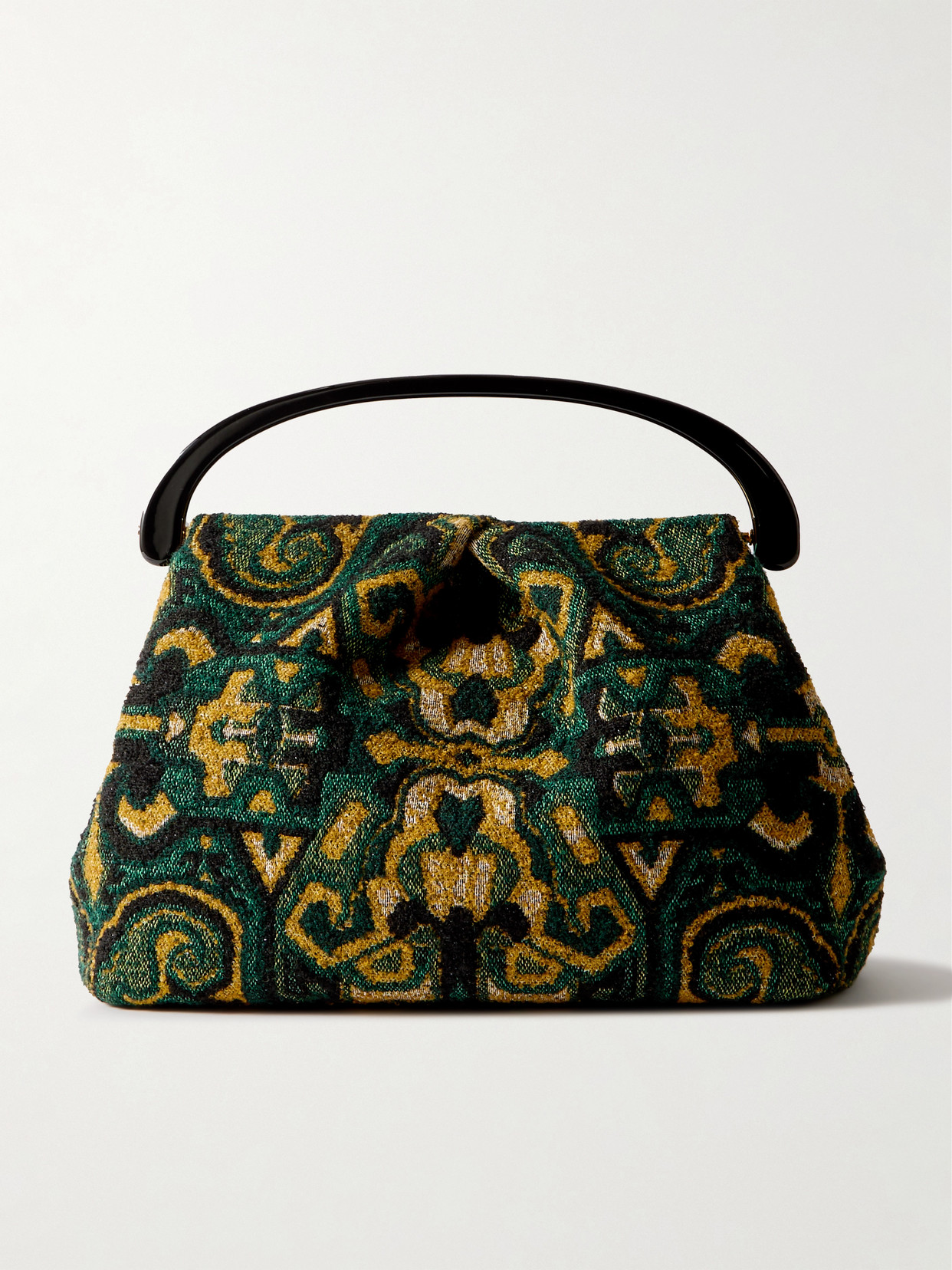 Dries Van Noten Pleated Jacquard Tote In Multi