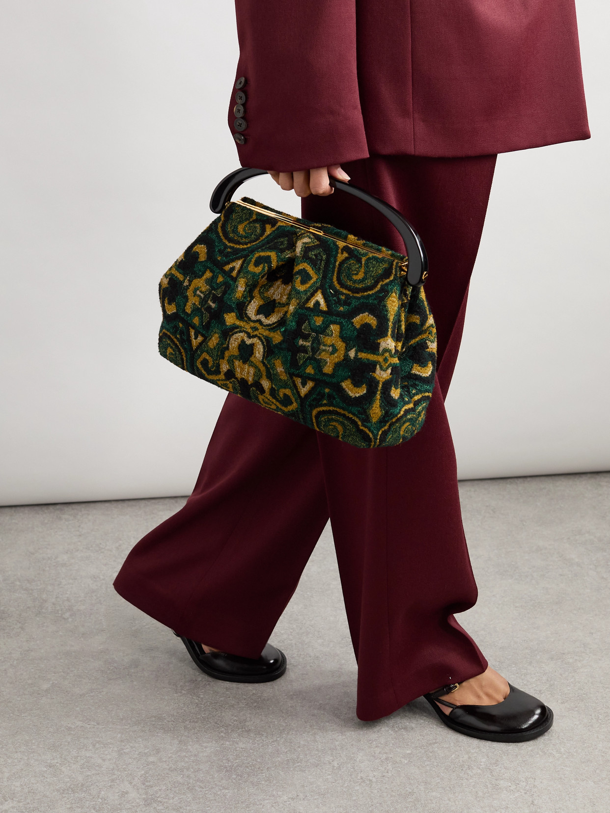 Dries Van Noten Pleated Jacquard Tote In Multi