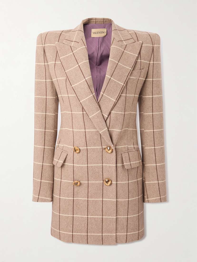 Valentino Garavani Double-breasted Checked Wool Blazer