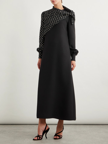 Valentino Garavani Draped polka-dot silk midi dress