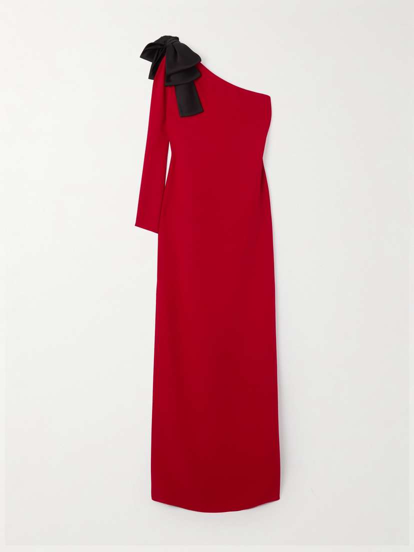 Valentino Garavani One-sleeve Bow-detailed Silk-crepe Gown