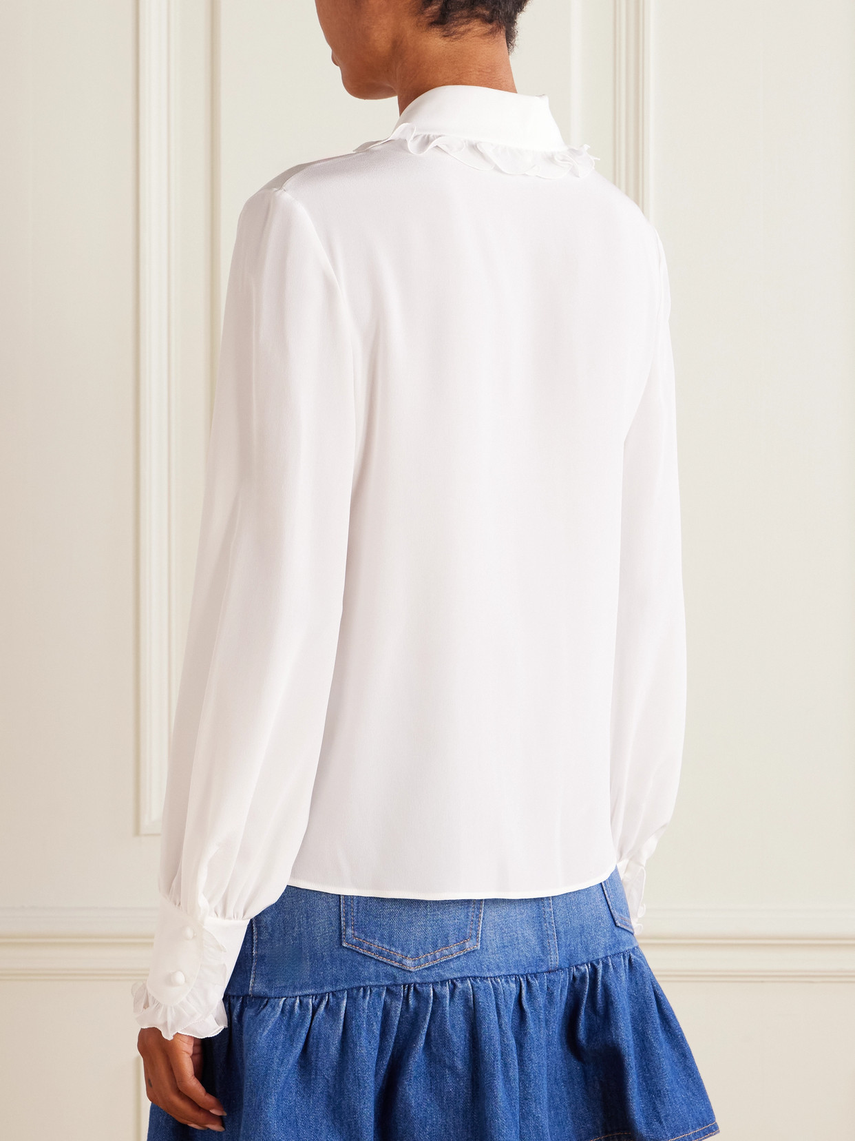 Garavani - Ruffled Silk-Crepe Shirt