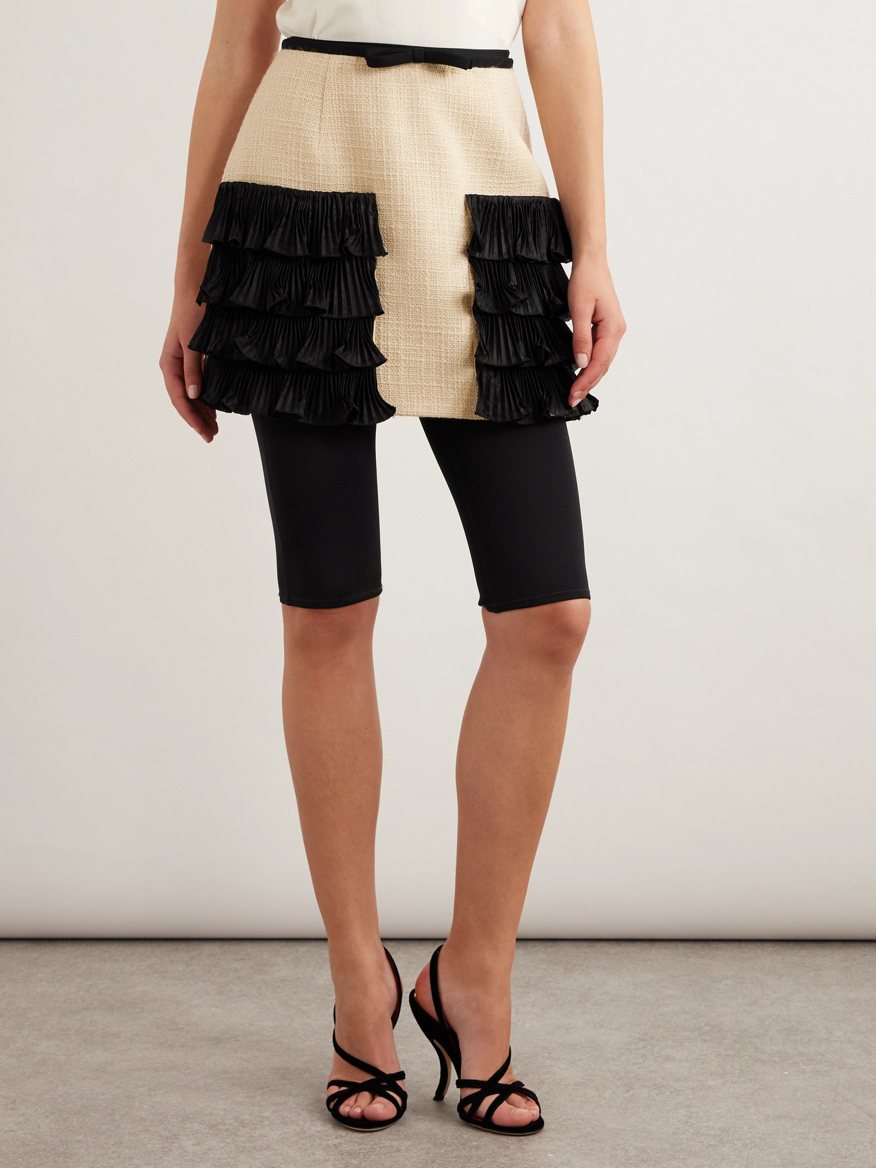 Garavani - Ruffled Taffeta-Trimmed Wool-Blend Tweed Mini