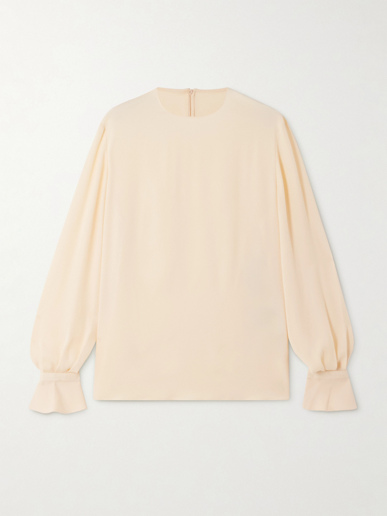 Valentino Ruffled Silk Blouse In Neutral