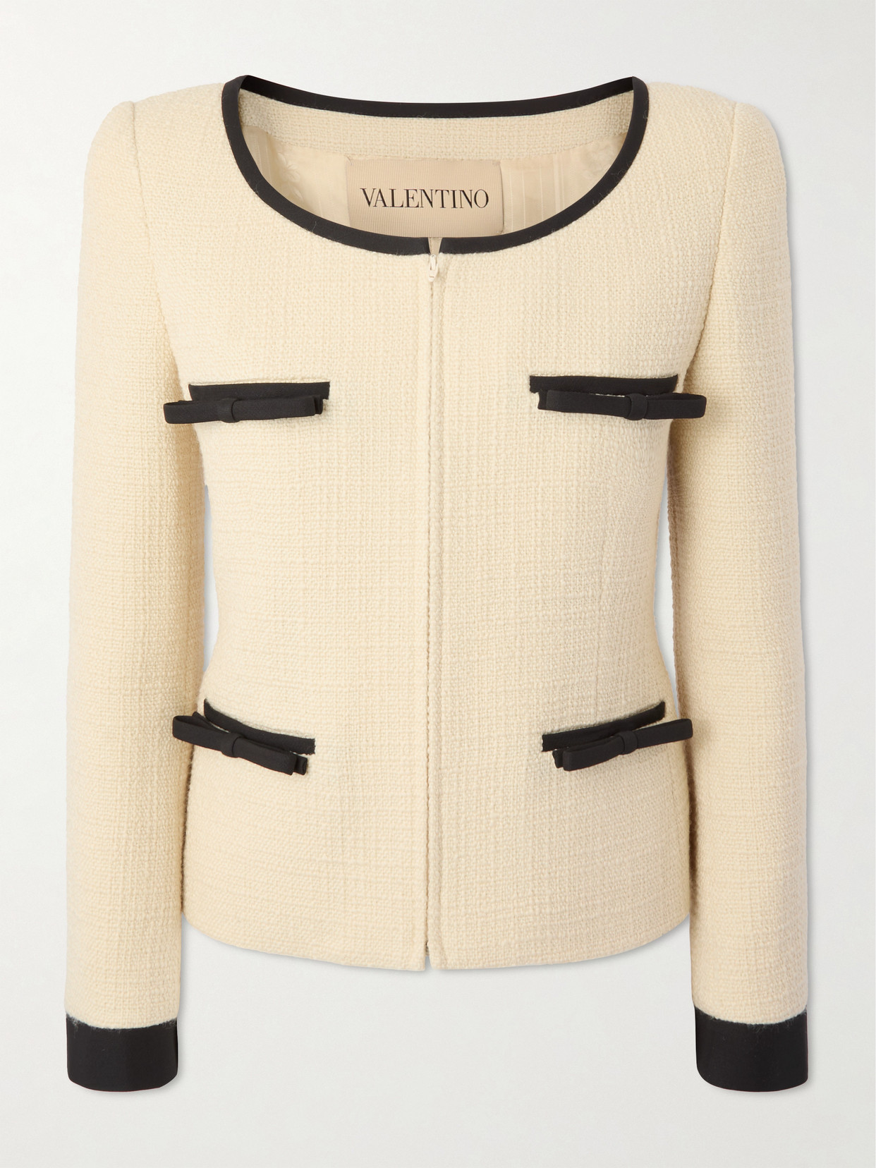 Valentino Textured Fabric Jacket Featuring Pockets In White