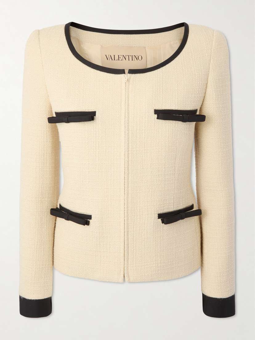 Valentino Garavani — Crepe-trimmed wool-blend tweed jacket