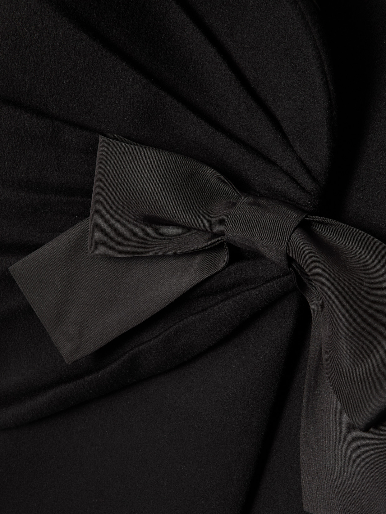 Garavani - Bow-Detailed Velvet-Trimmed Wool And Cashmere-Blend Coat