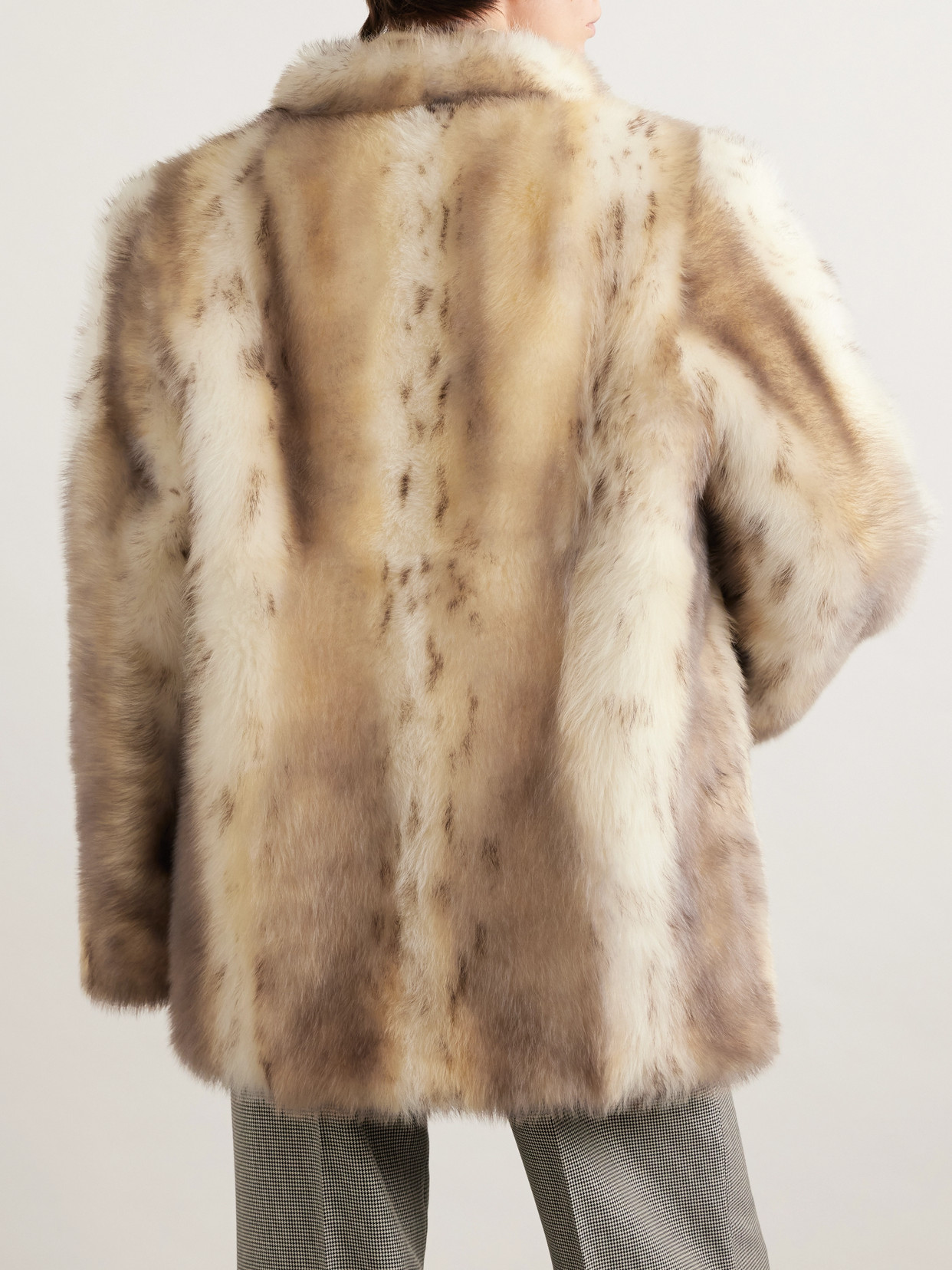 Valentino Printed Shearling Coat In Neutral