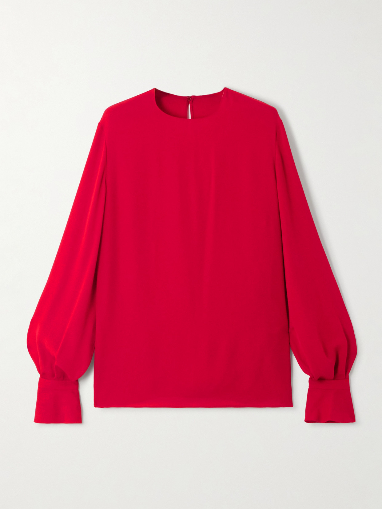 Valentino Ruffled Silk Blouse In Red