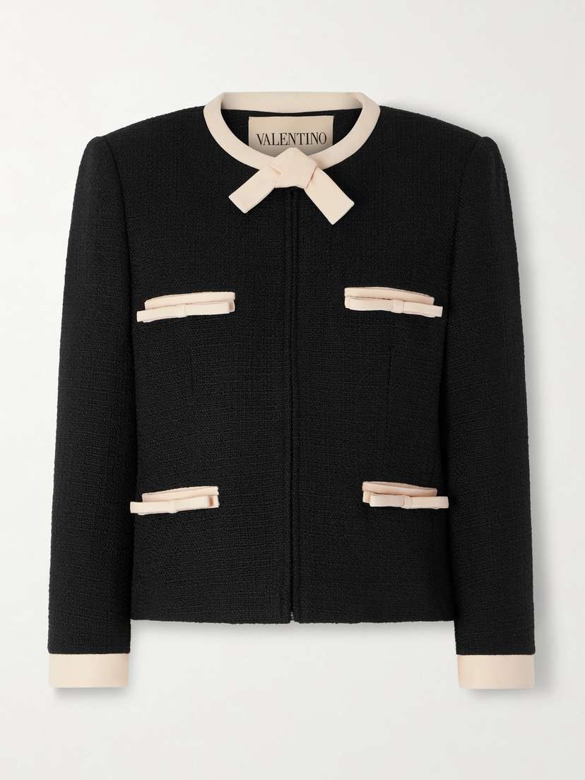 Valentino Garavani — Bow-detailed wool-blend tweed jacket