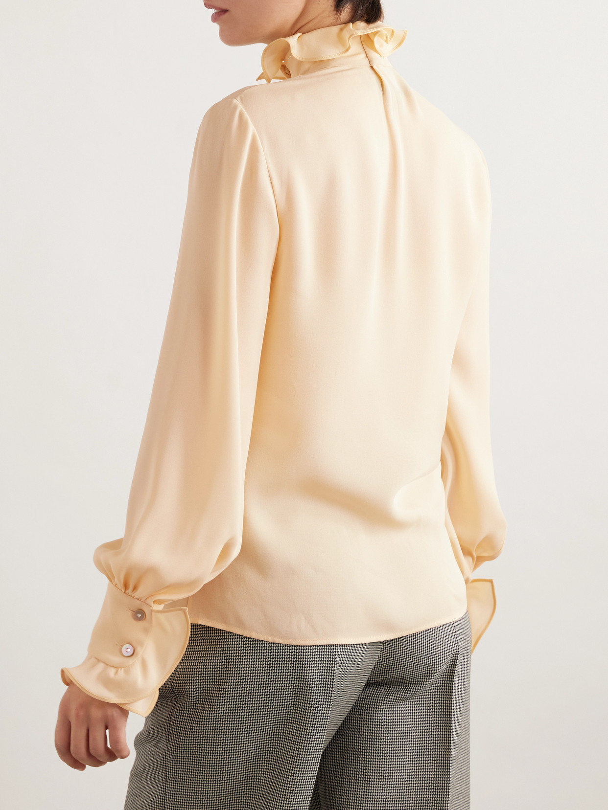 Valentino Ruffled Silk-chiffon Blouse In Neutral