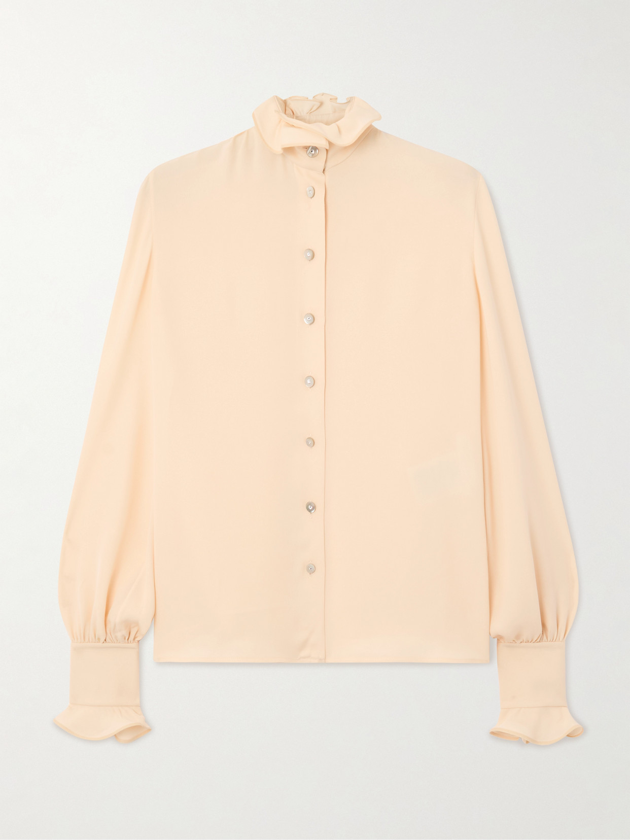 Valentino Ruffled Silk-chiffon Blouse In Neutral
