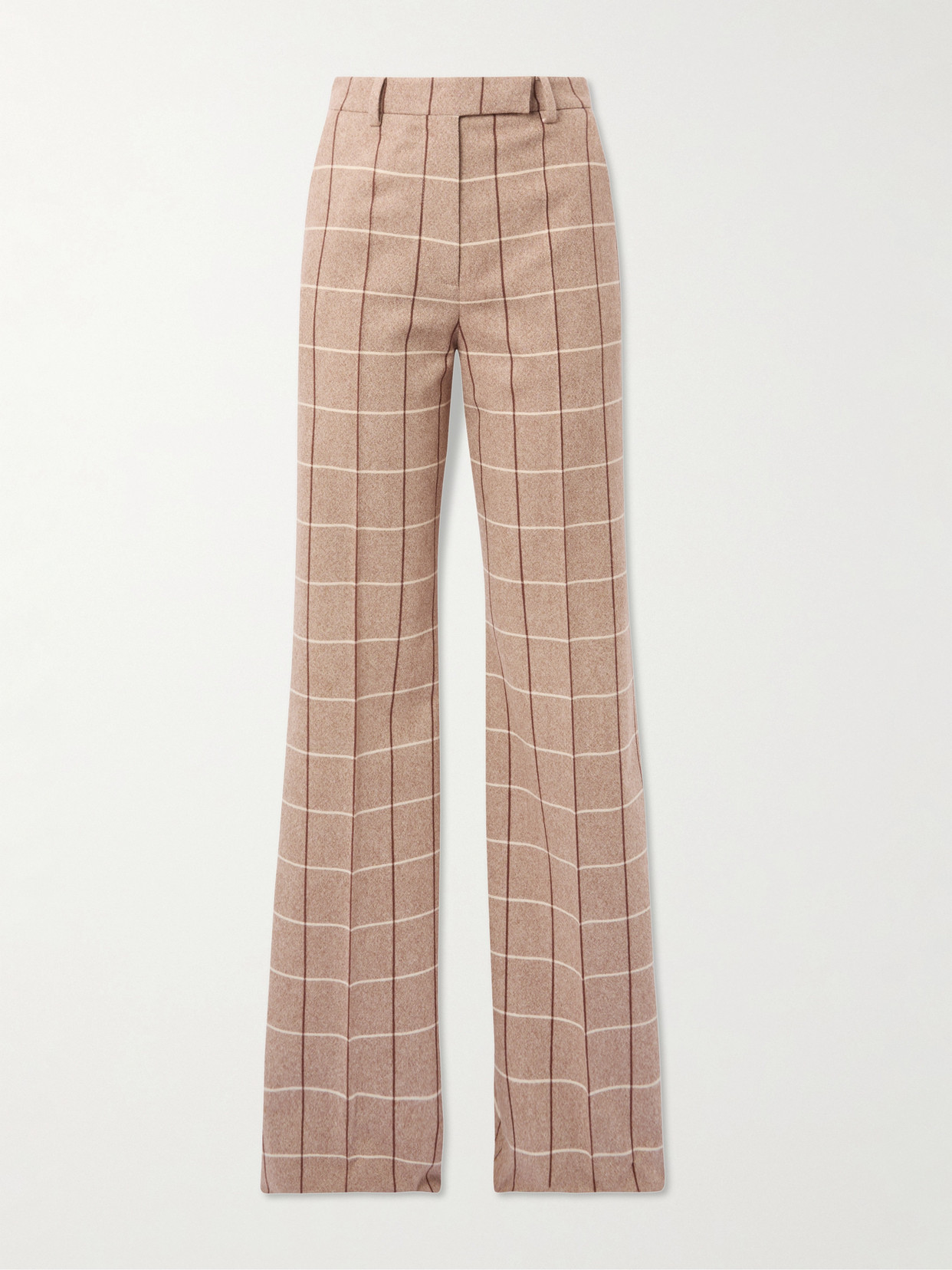 Valentino Checked Wool Wide-leg Pants In Brown