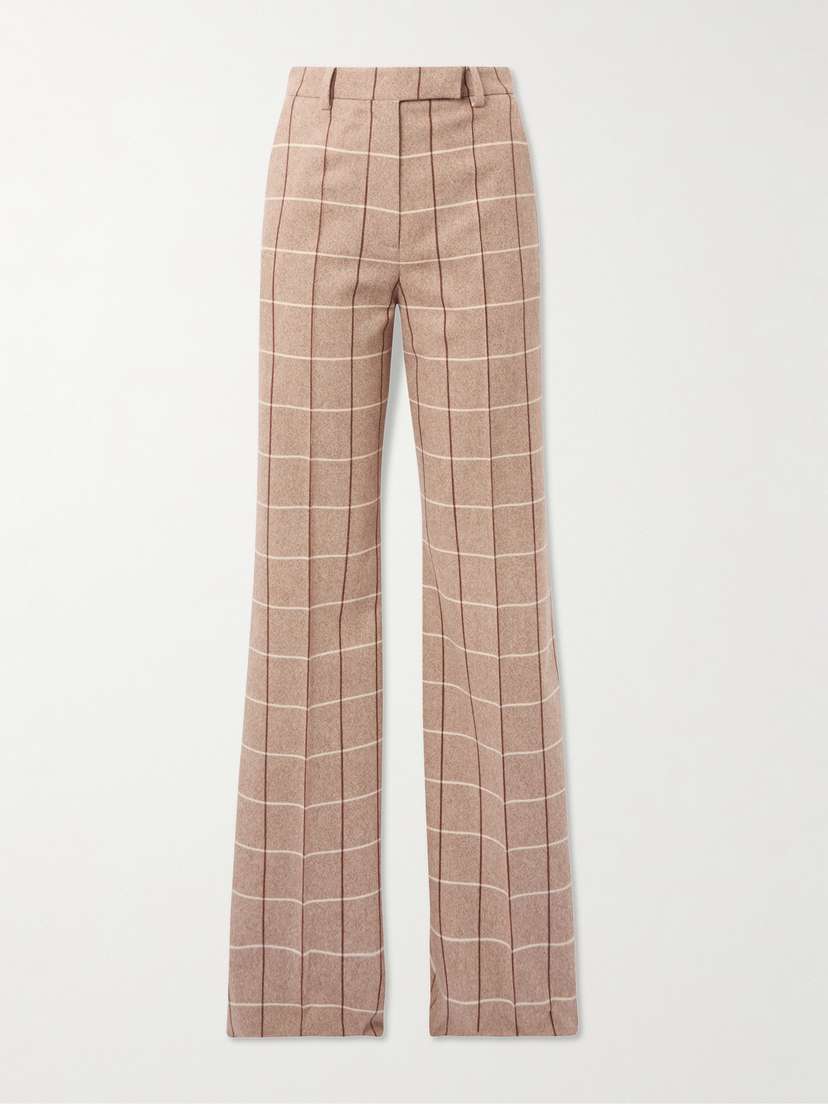 Valentino Garavani Checked Wool Wide-leg Pants