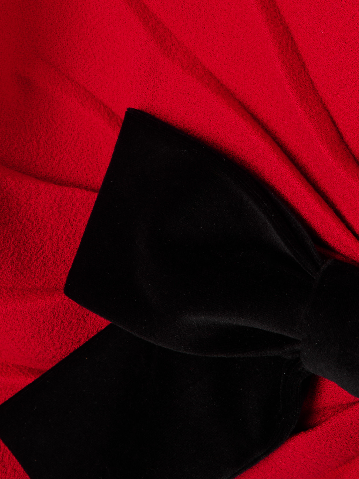 Valentino Bow-detailed Ruched Wool-crepe Wrap Jacket In Red
