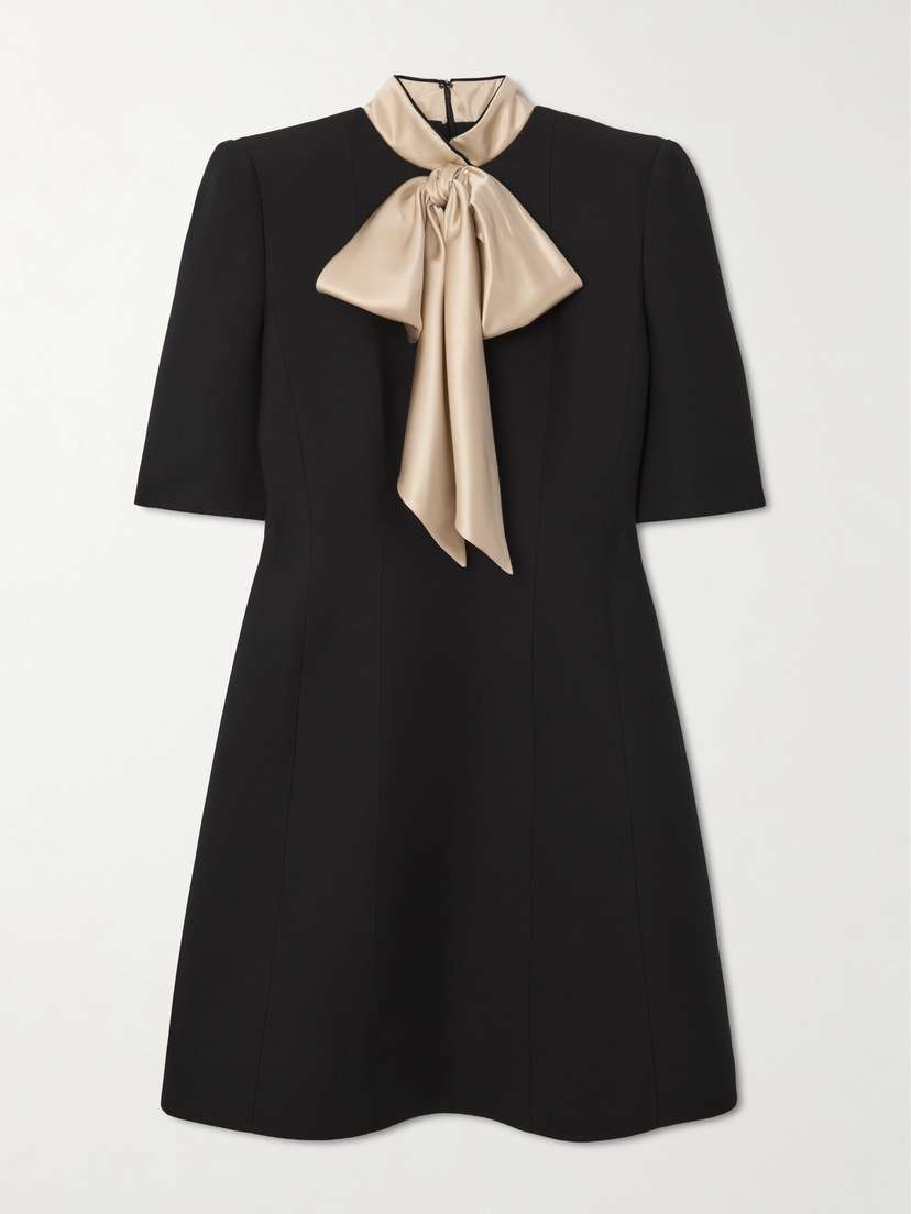 Valentino Garavani Bow-detailed Wool And Silk-blend Mini Dress