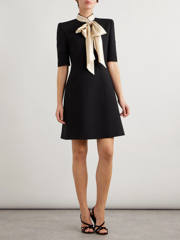 Valentino Garavani Bow-detailed wool and silk-blend mini dress
