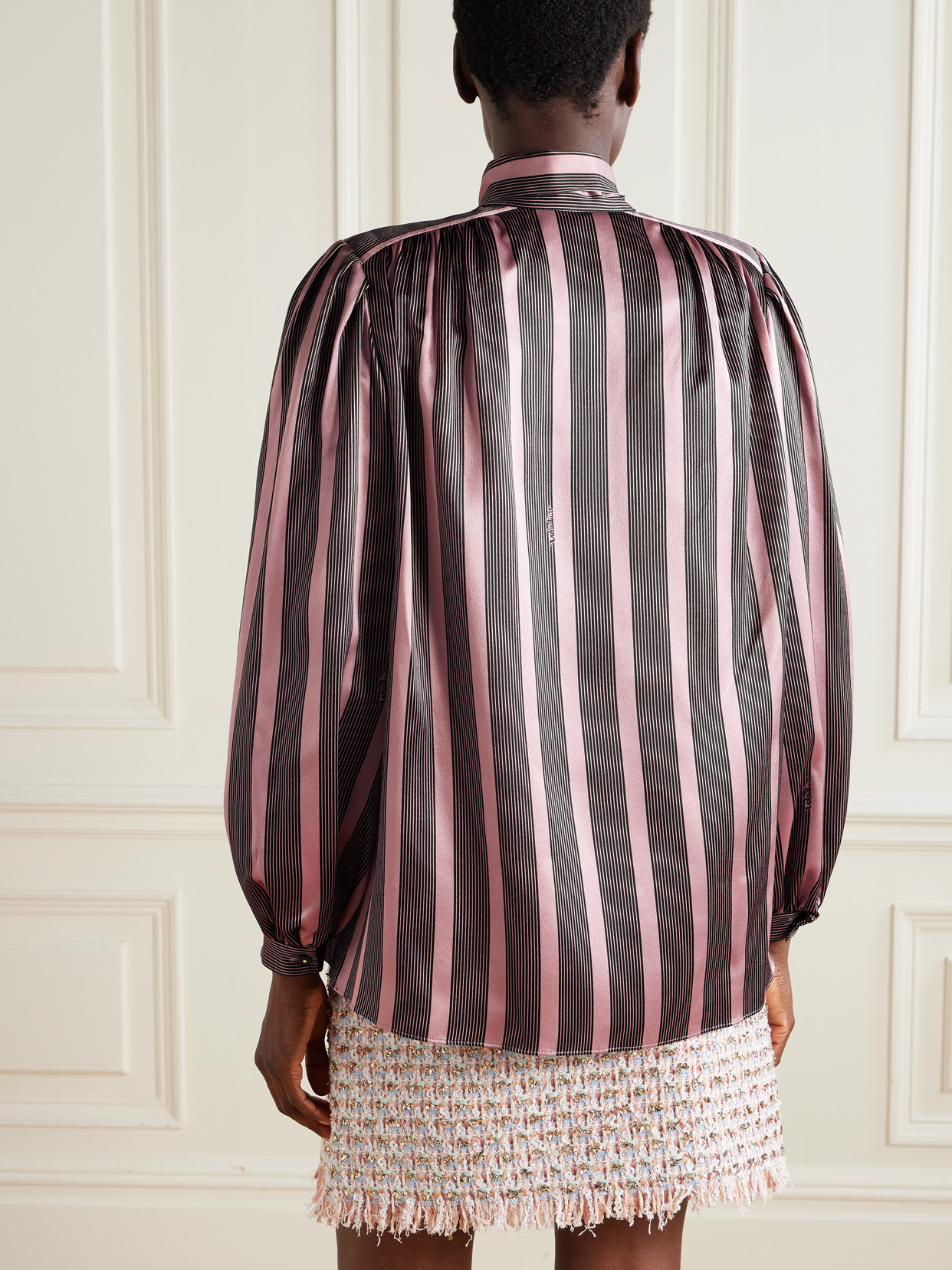 Garavani - Pussy-Bow Striped Silk-Satin Blouse