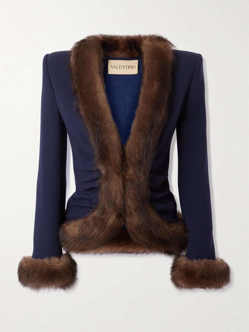 Valentino Garavani Shearling-trimmed Wool Jacket