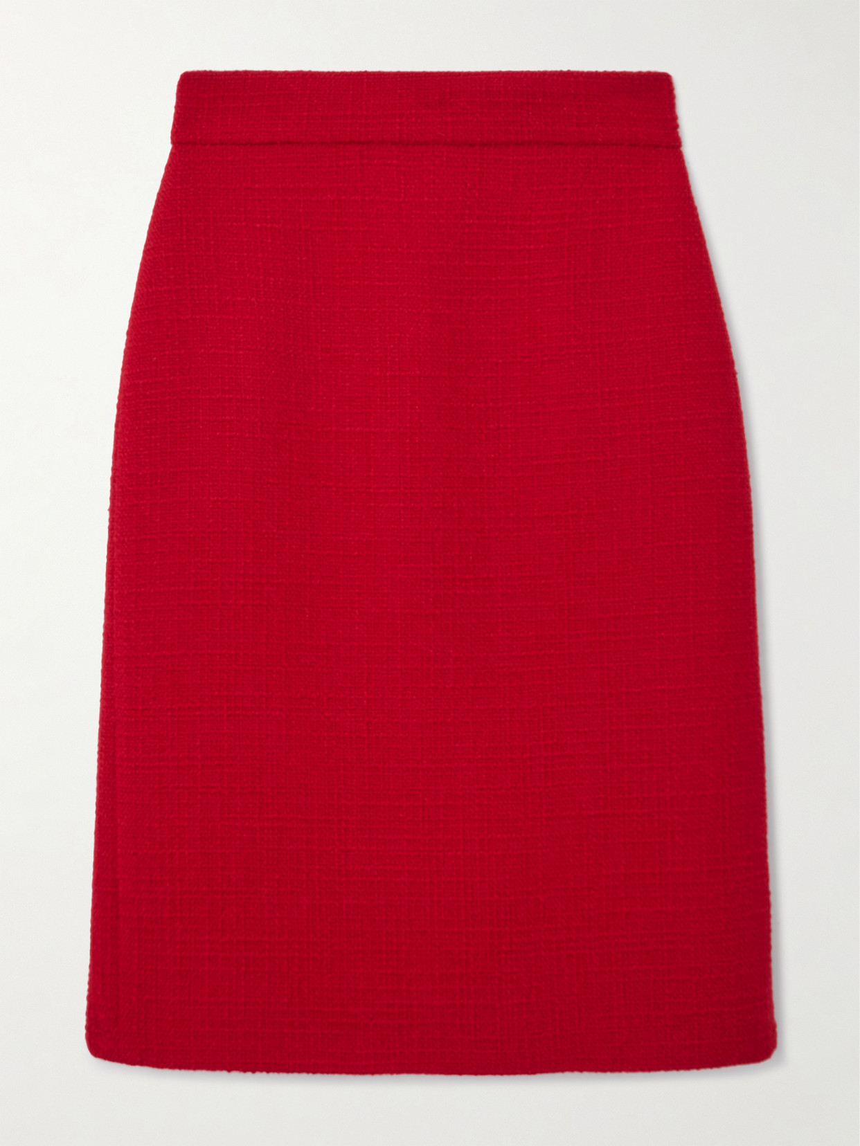 Valentino High-rise Wool-blend Tweed Pencil Skirt In Red