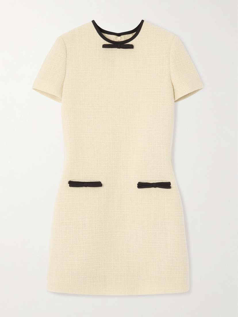 Valentino Garavani Bow-embellished Wool-blend Tweed Mini Dress