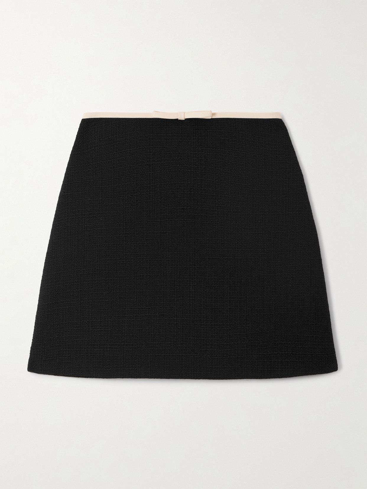 Valentino Bow-embellished Wool-blend Tweed Mini Skirt In Black