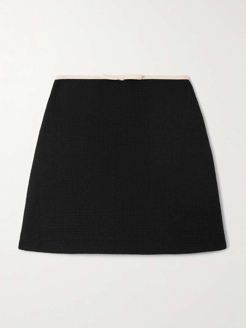 Valentino Garavani — Bow-embellished wool-blend tweed mini skirt