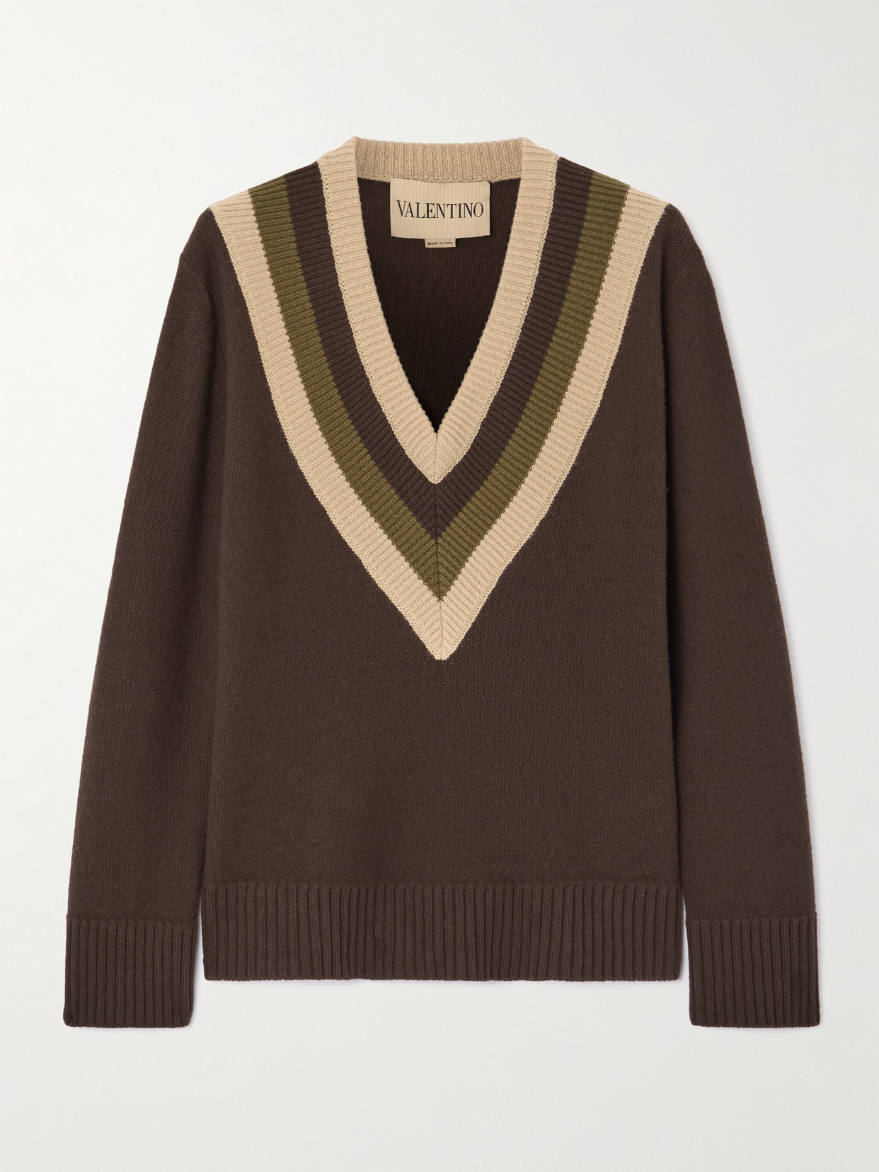 Valentino Garavani Chocolate Wool Sweater In Brown