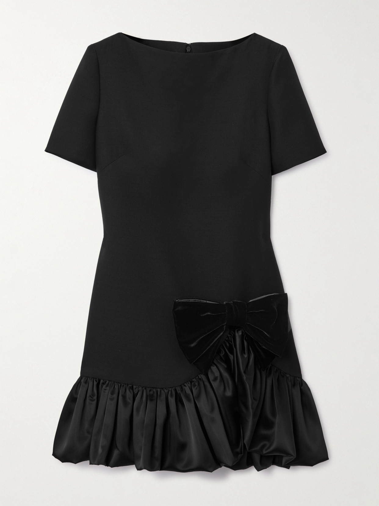 Valentino Crepe Couture Ruffled Minidress In Black