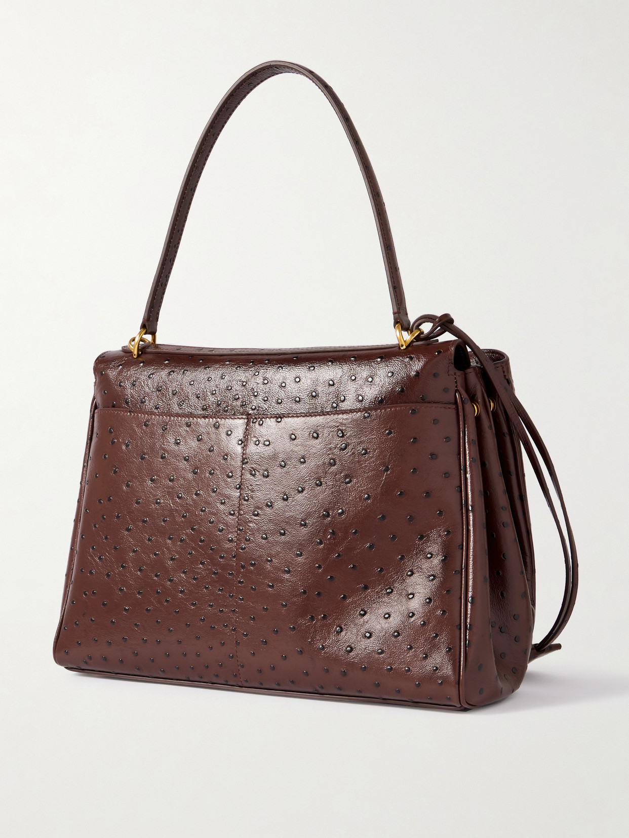 Balenciaga Rodeo Medium Ostrich-embossed Top-handle Bag In 2053 Chocolate