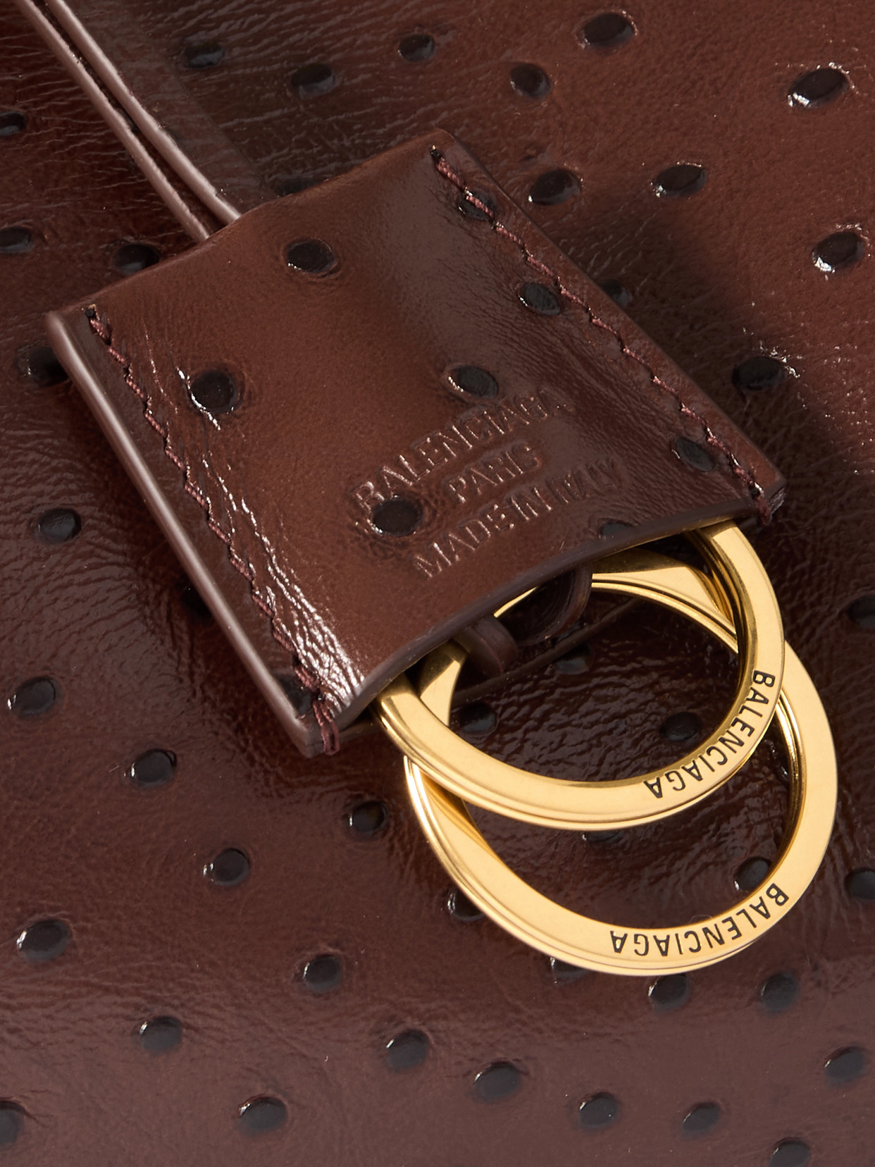 Balenciaga Rodeo Medium Ostrich-embossed Top-handle Bag In 2053 Chocolate