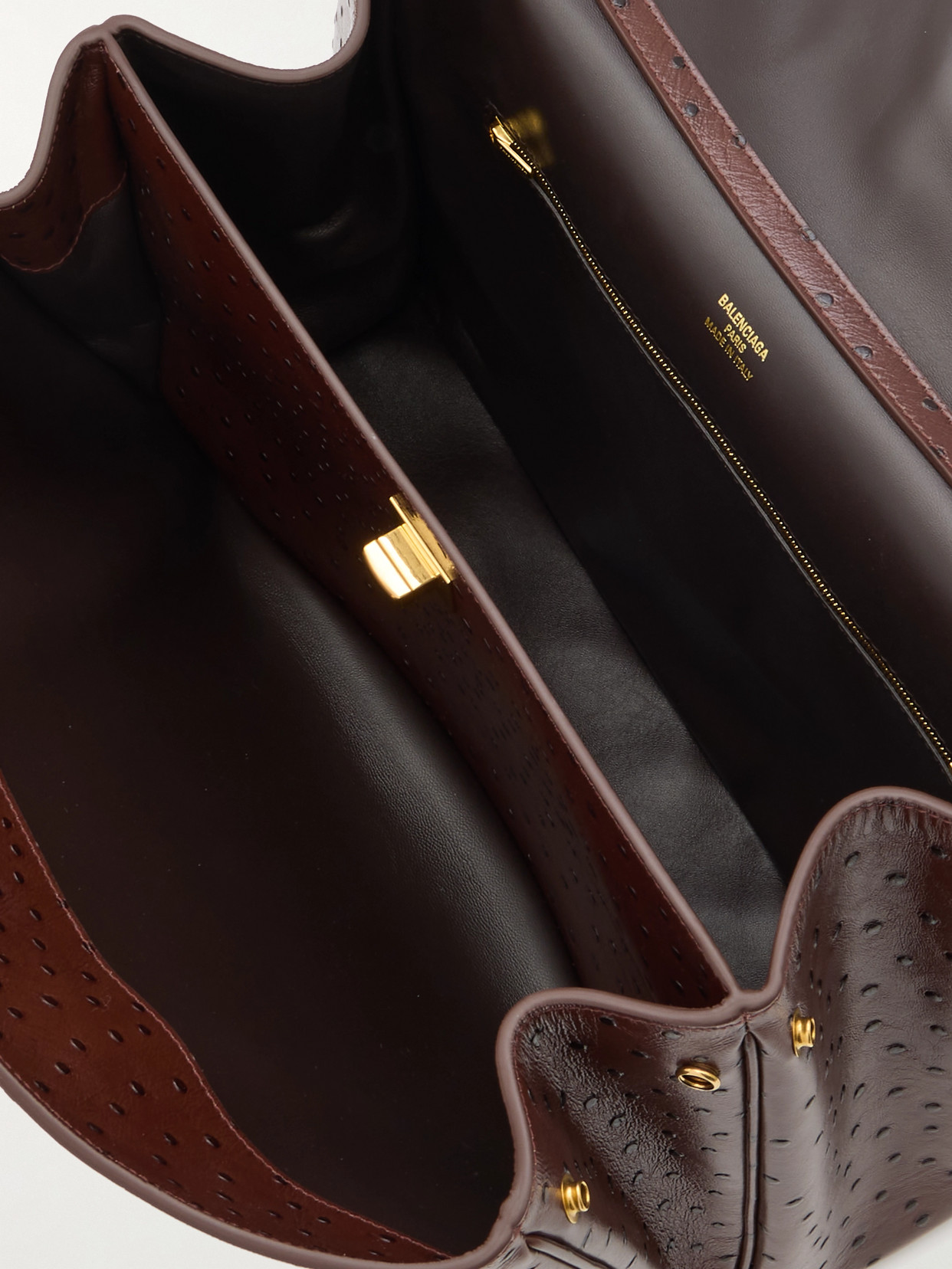 Balenciaga Rodeo Medium Ostrich-embossed Top-handle Bag In 2053 Chocolate