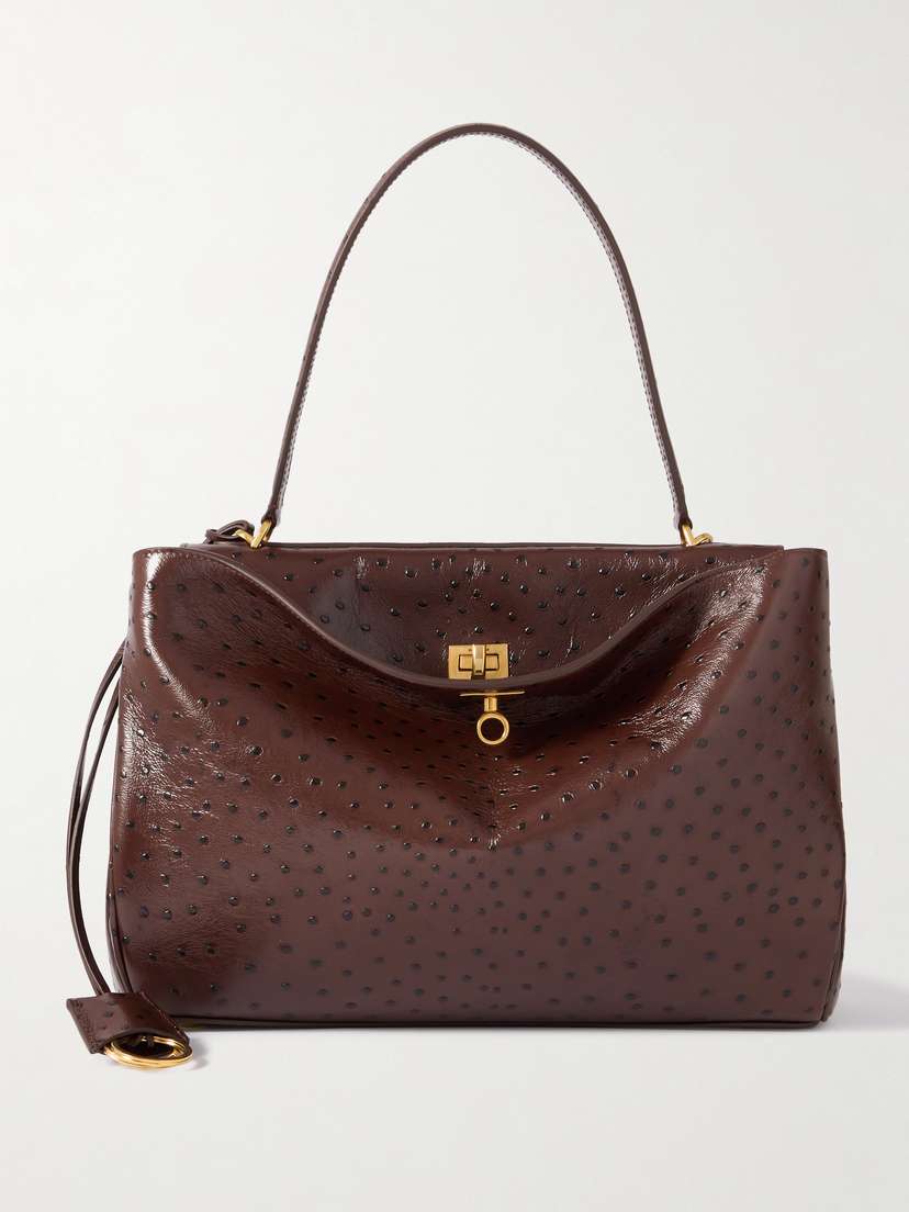 Balenciaga Rodeo Medium Ostrich-effect Leather Shoulder Bag