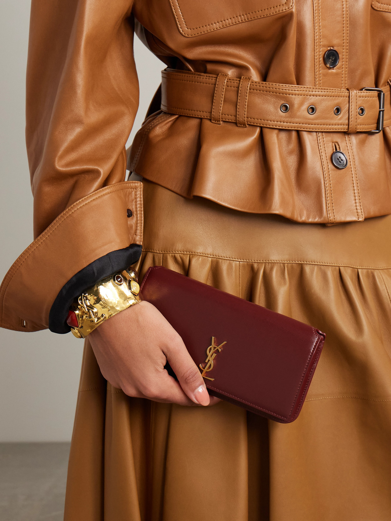Saint Laurent Cassandre Strap Leather Phone Case