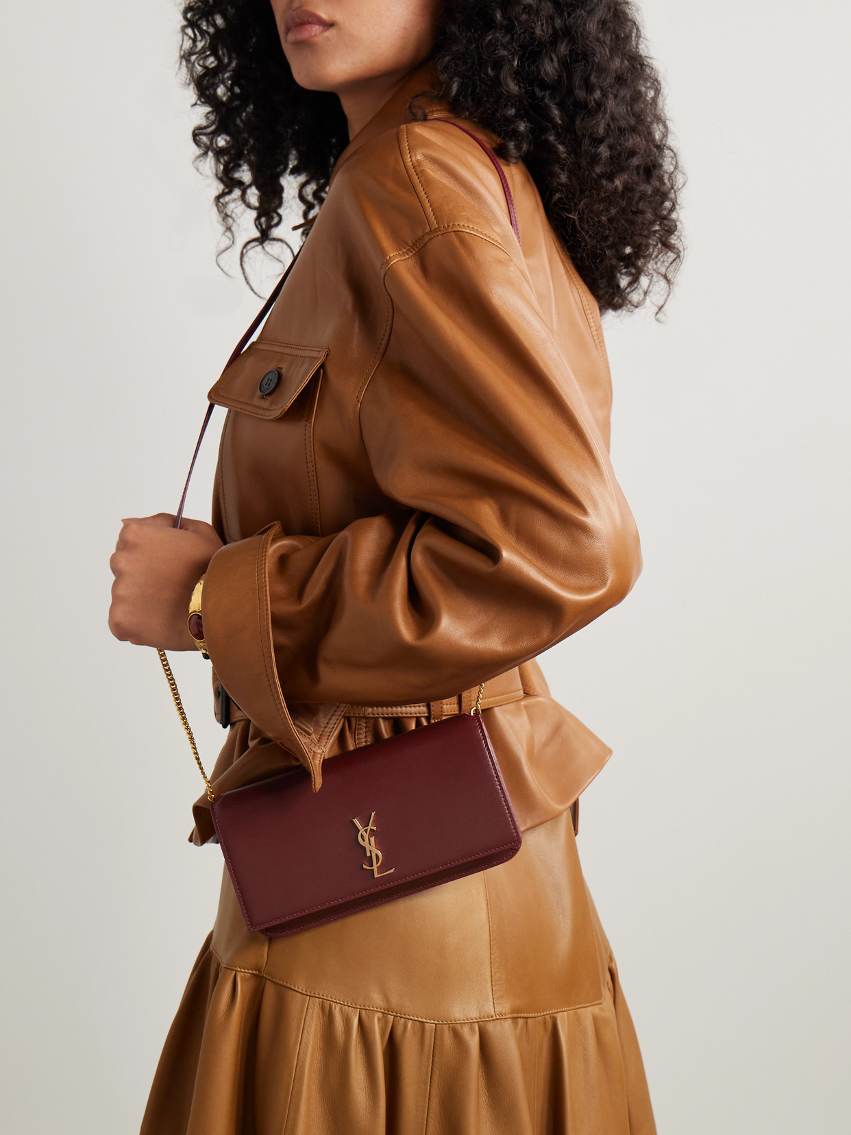 Saint Laurent Cassandre Strap Leather Phone Case