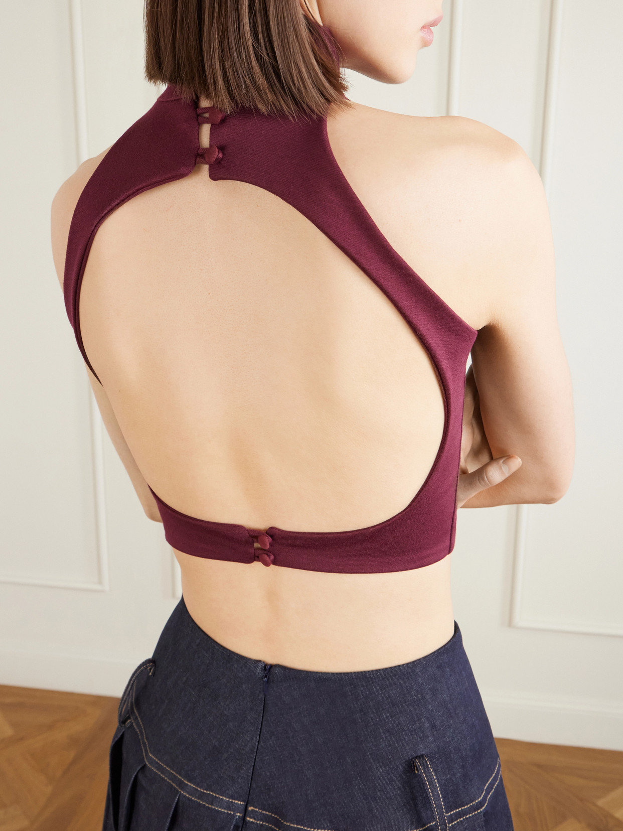 Cropped Open-Back Jersey Top