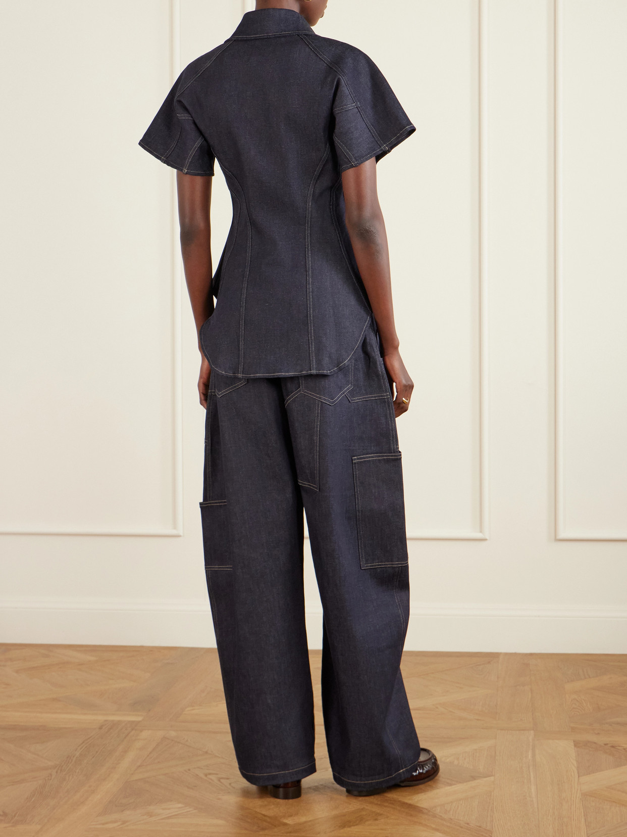 Paneled Denim Blouse
