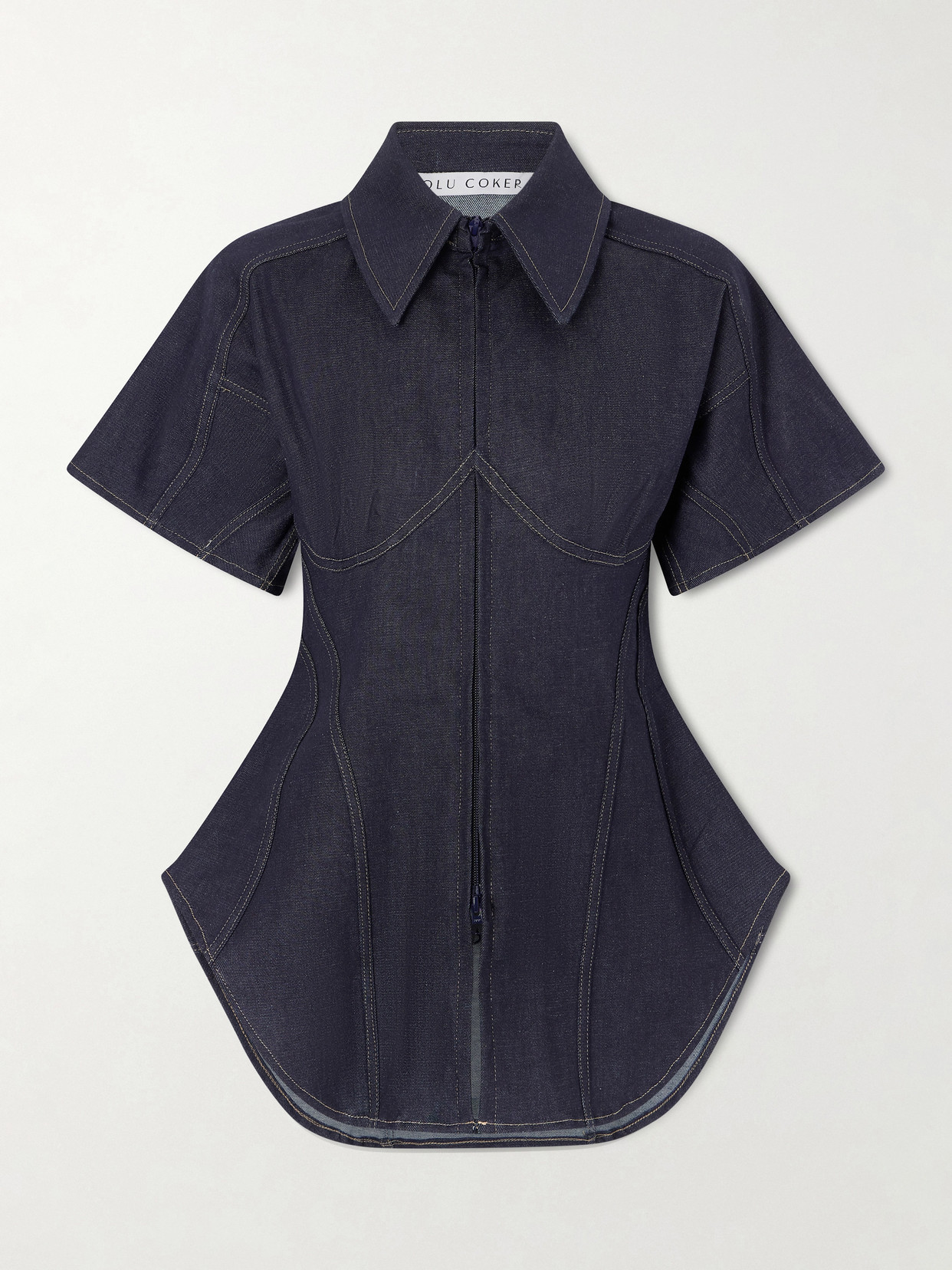 Paneled Denim Blouse