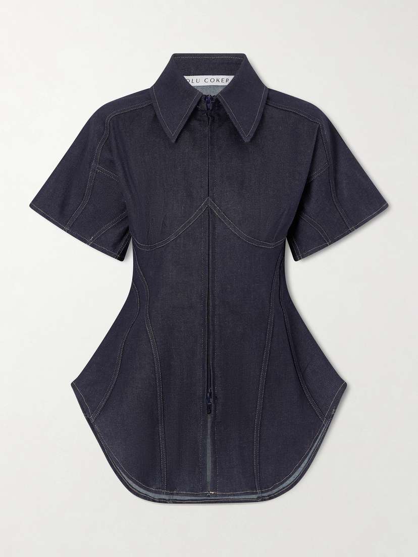 Tolu Coker Paneled Denim Blouse