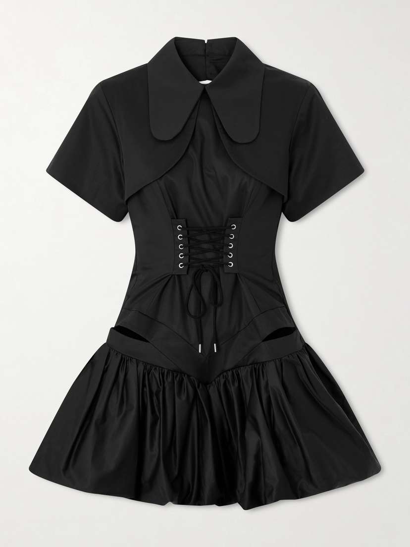 Tolu Coker Open-back Pleated Cotton-poplin Mini Corset Dress