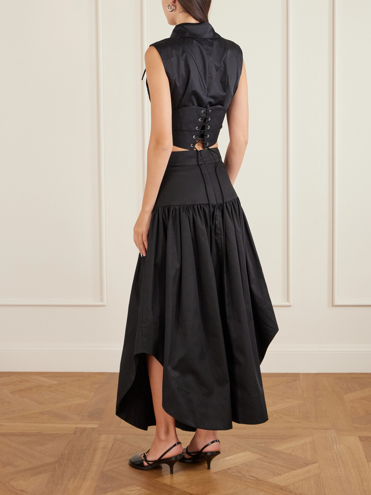 Cotton-Sateen Corset Top