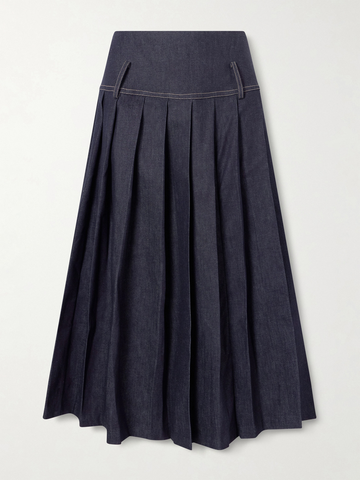 Tolu Coker Pleated Denim Maxi Skirt In Blue