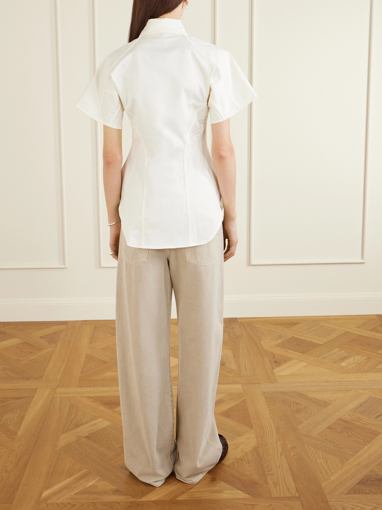 Paneled Cotton-Blend Twill Blouse