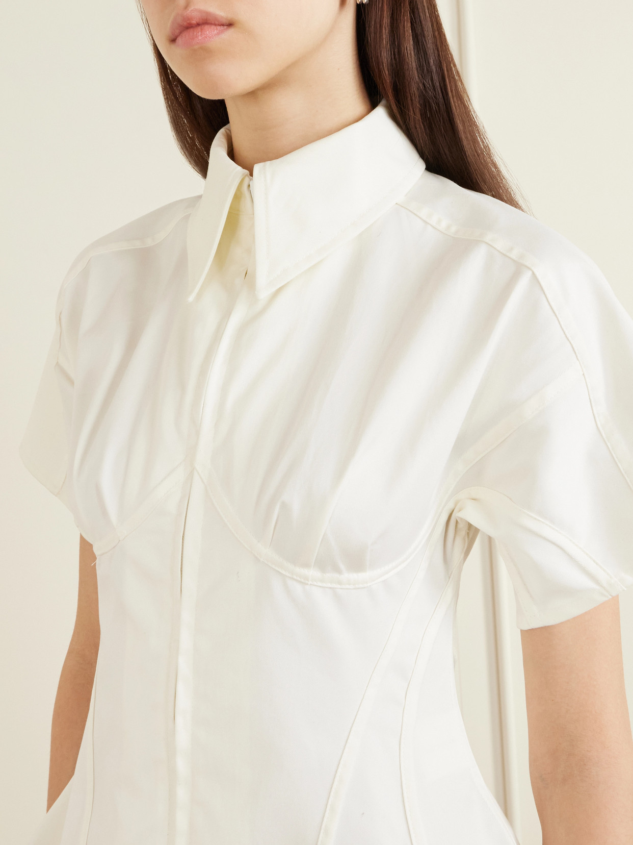Paneled Cotton-Blend Twill Blouse