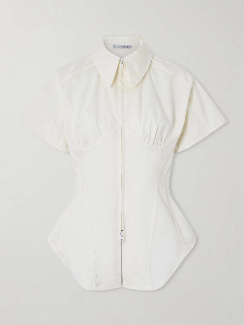 Tolu Coker Paneled Cotton-blend Twill Blouse
