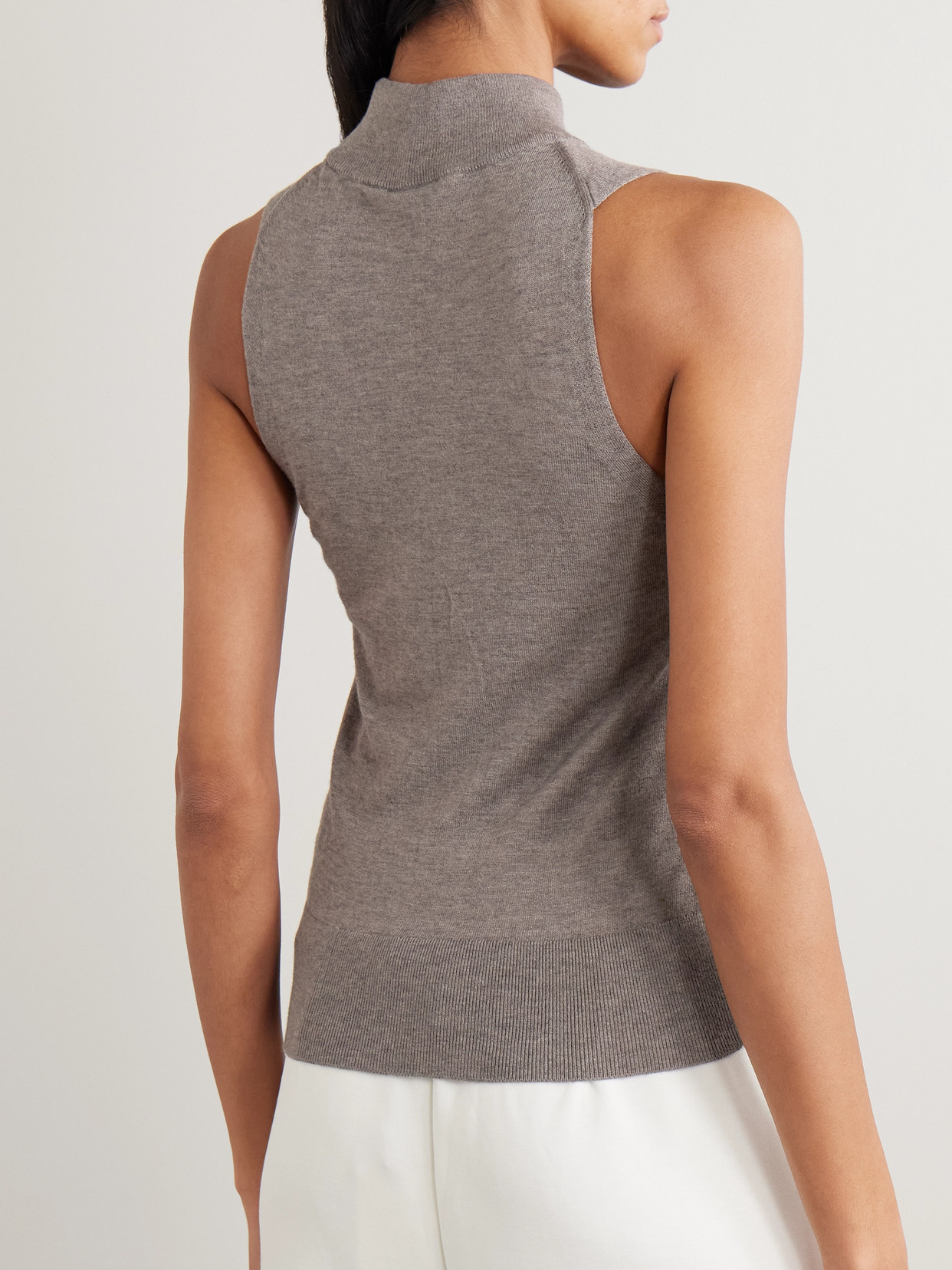 Varley Neilsen Knitted Turtleneck Tank In Brown