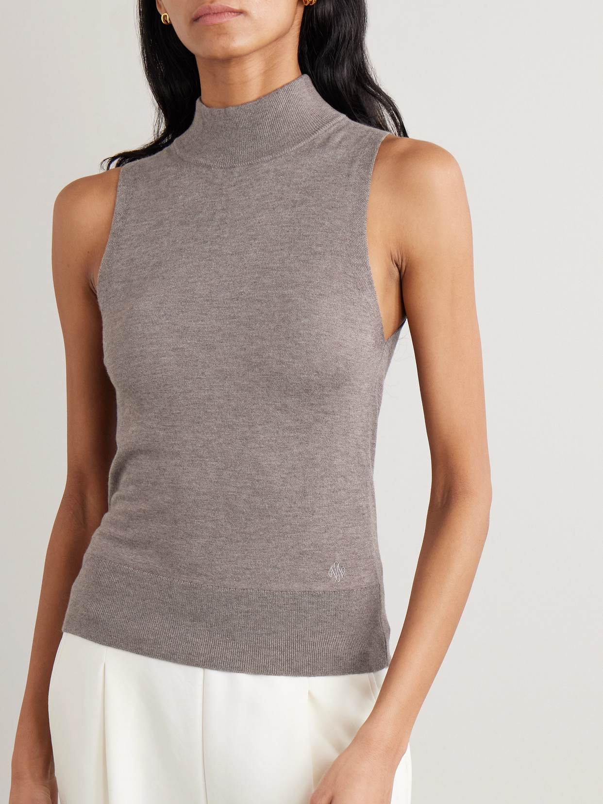 Varley Neilsen Knitted Turtleneck Tank In Brown