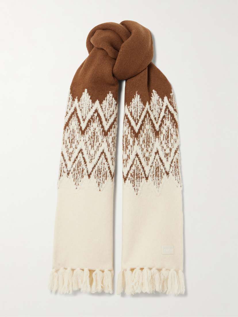 Varley Sebastian Fringed Fair Isle Knitted Scarf