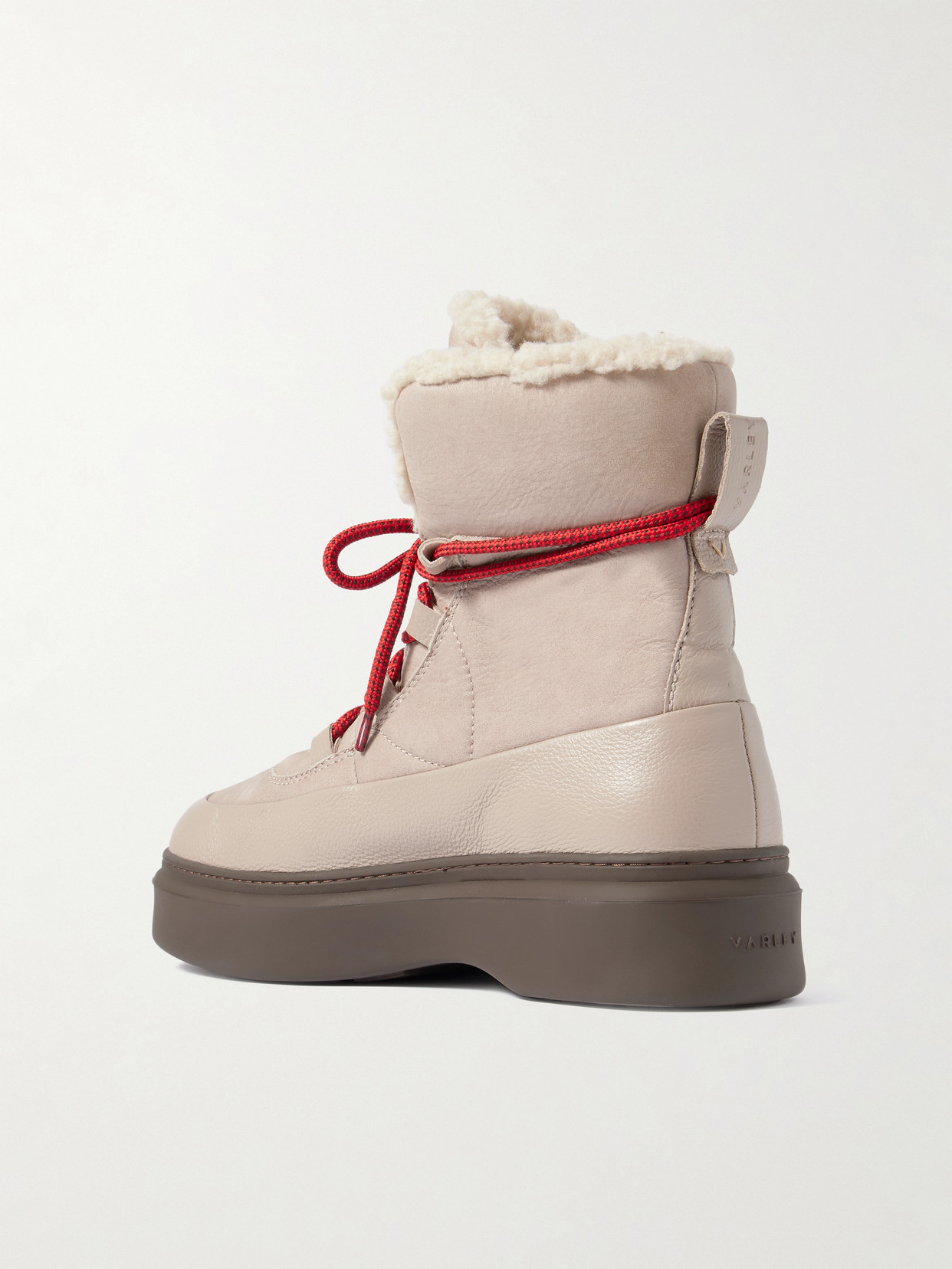 Varley Selva Wool-trimmed Leather Ankle Boots In Neutral