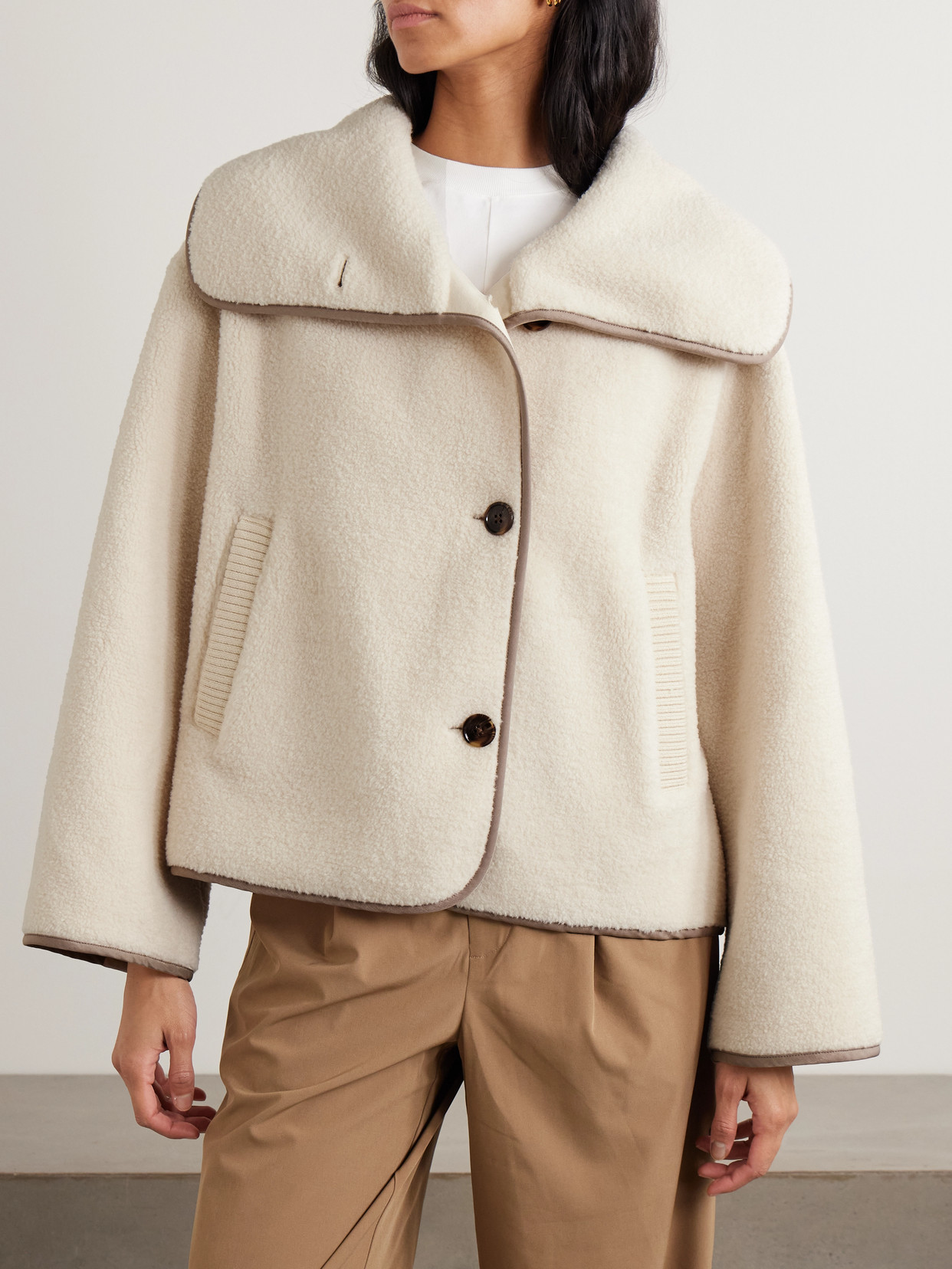 Romane Jersey-Trimmed Fleece Jacket